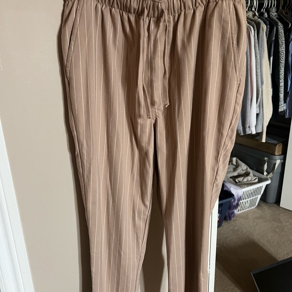 Abercrombie & Fitch Beige Striped Joggers